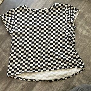 Girls Old Navy Black and White Graphic Boxy Cap Sleeve Tee